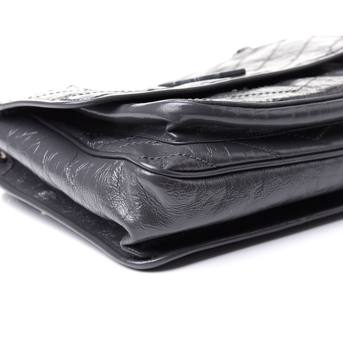 Crinkled Calfskin Matelasse Monogram Medium Niki Chain Satchel Asphalt