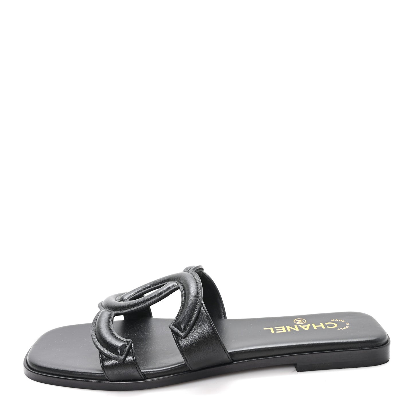 Lambskin CC Cut Out Mules Sandals 41 Black