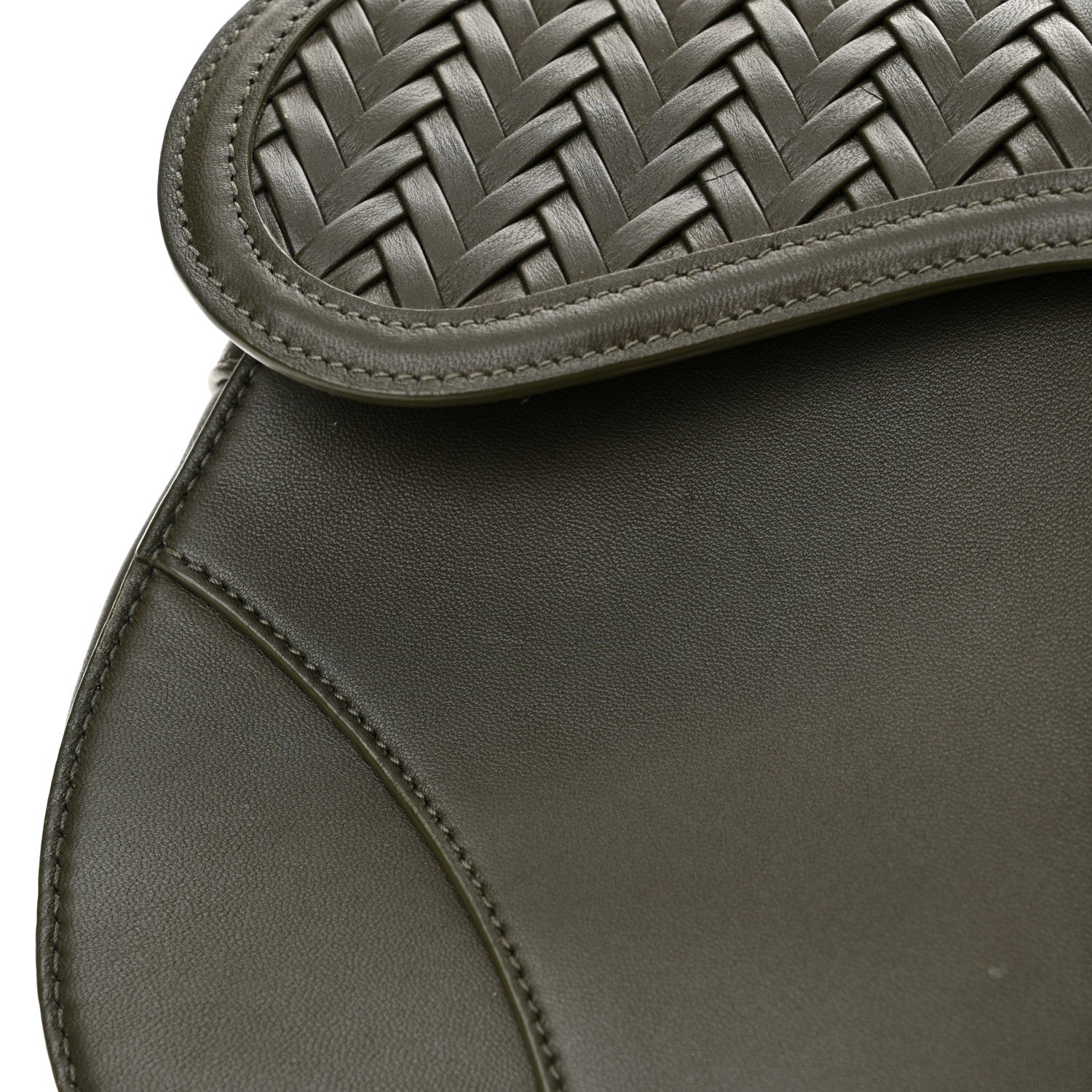 Christian Dior Smooth Calfskin Braided Saddle Bag Dark Green 12 of 13