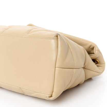 Saint Laurent Lambskin Quilted Medium Loulou Puffer Monogram Chain Satchel Dark Beige 11 of 13