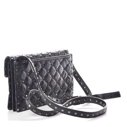 Valentino Garavani Craquele Nappa Rockstud Spike Crossbody Bag Black 3 of 10