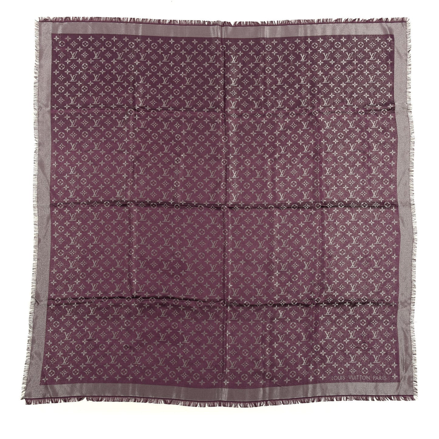 Silk Lurex Wool Monogram Shine Shawl Amarante