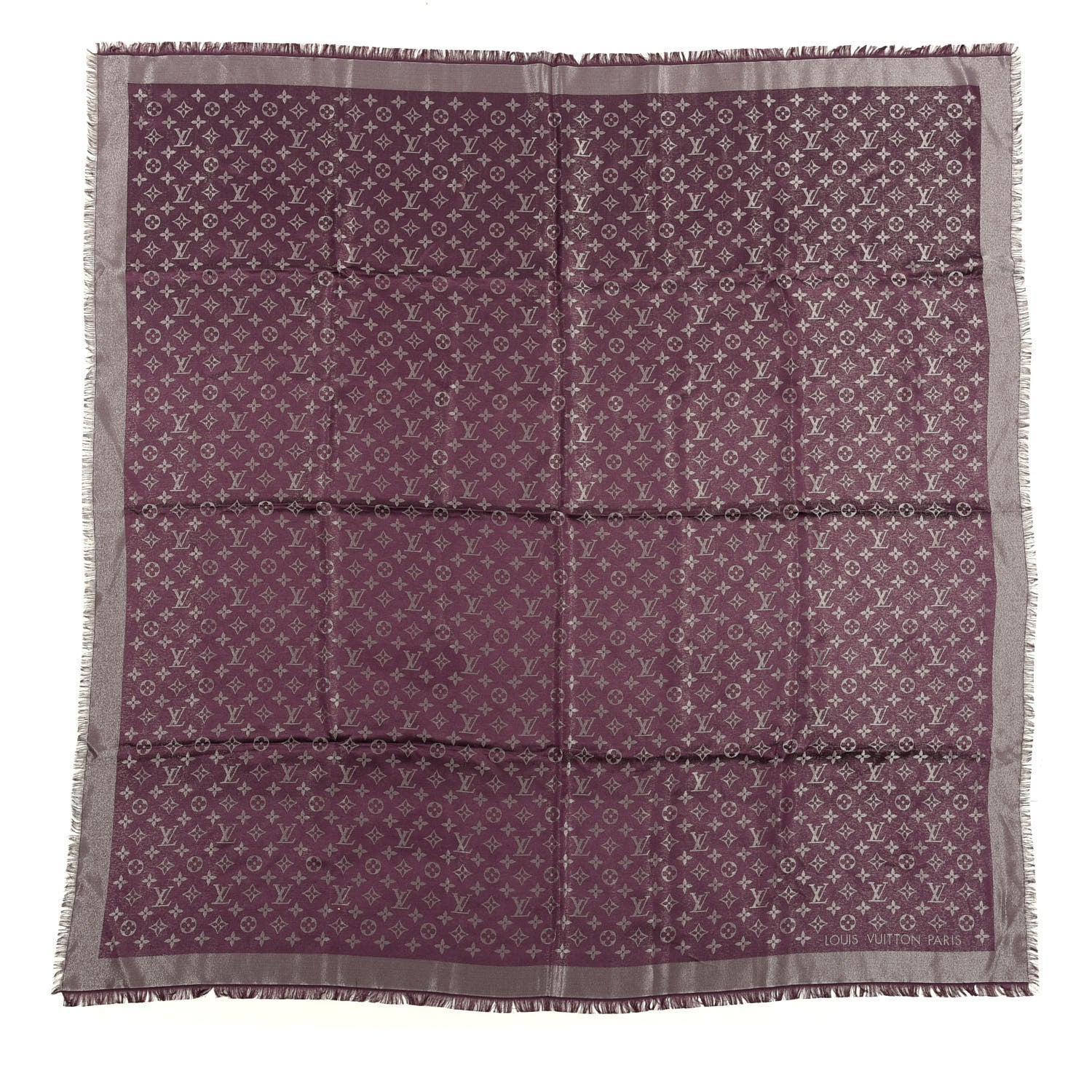 Louis Vuitton Silk Lurex Wool Monogram Shine Shawl Amarante 1 of 3
