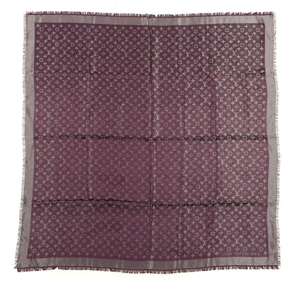 Louis Vuitton Silk Lurex Wool Monogram Shine Shawl Amarante 1 of 3