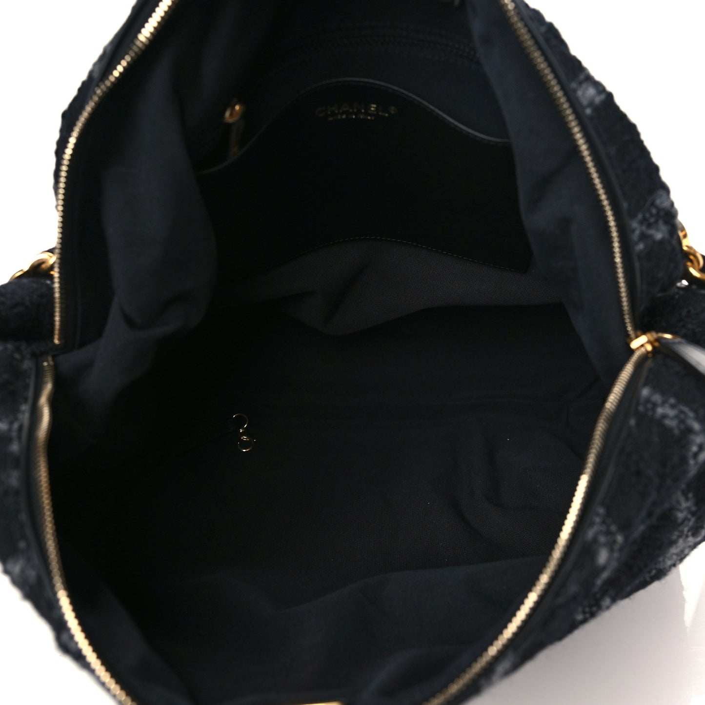 Tweed Maxi Chain Hobo Black Gray