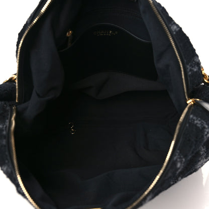 Chanel Tweed Maxi Chain Hobo Black Gray 5 of 9