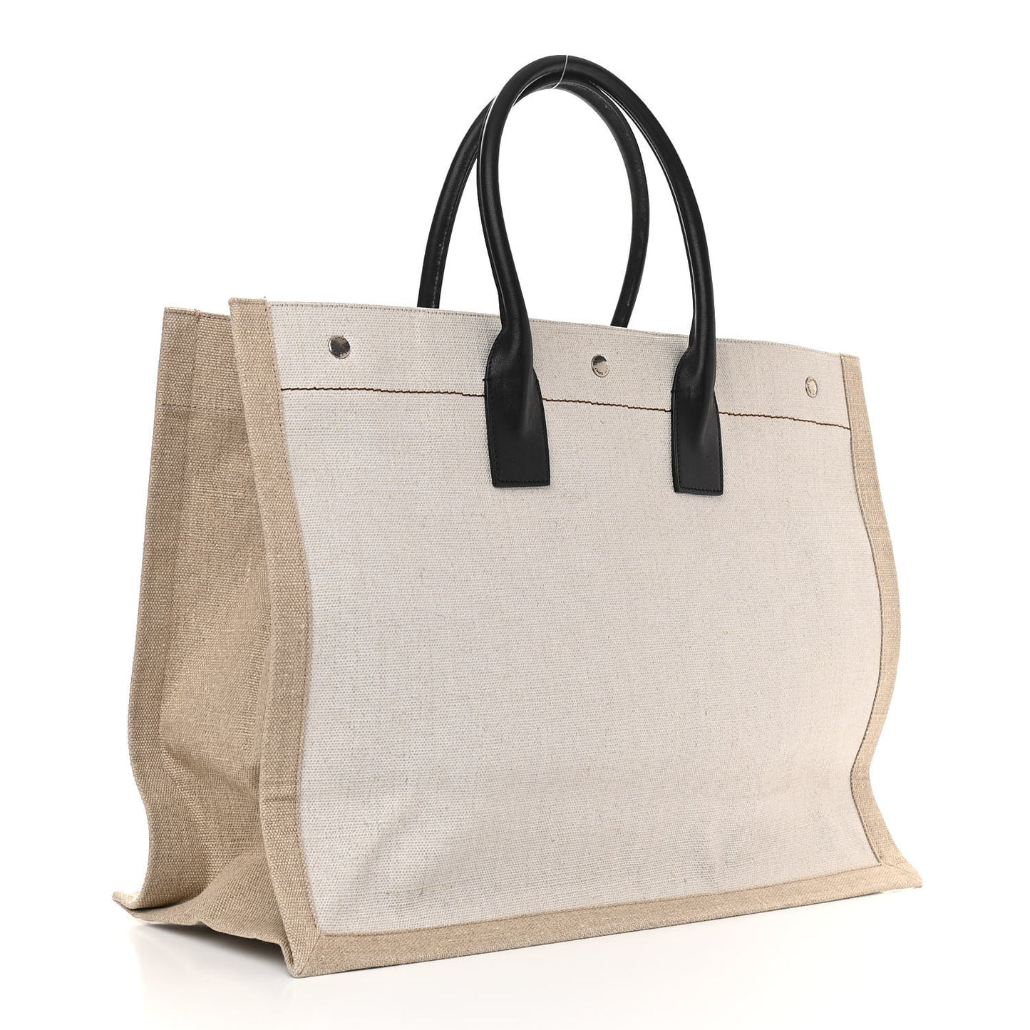 Linen Calfskin Rive Gauche Tote Optic White