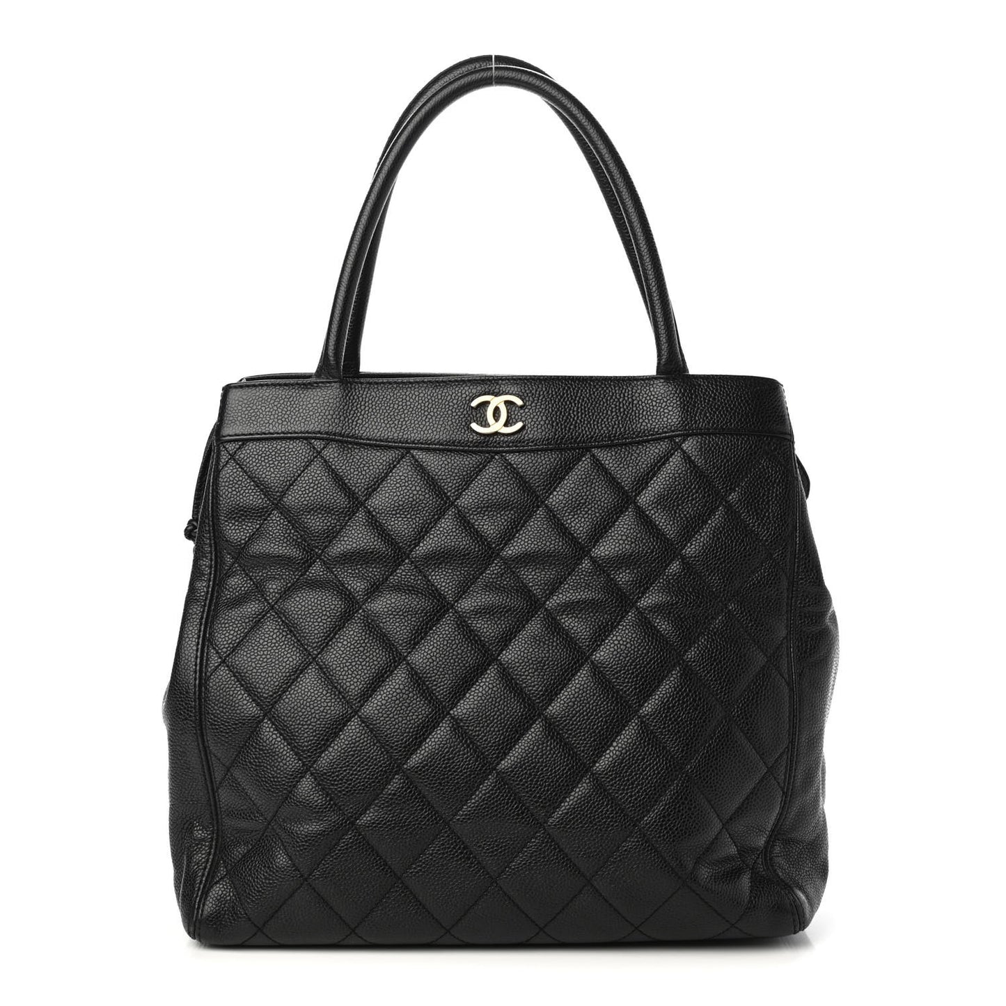 Caviar Quilted CC Shopping Tote Black