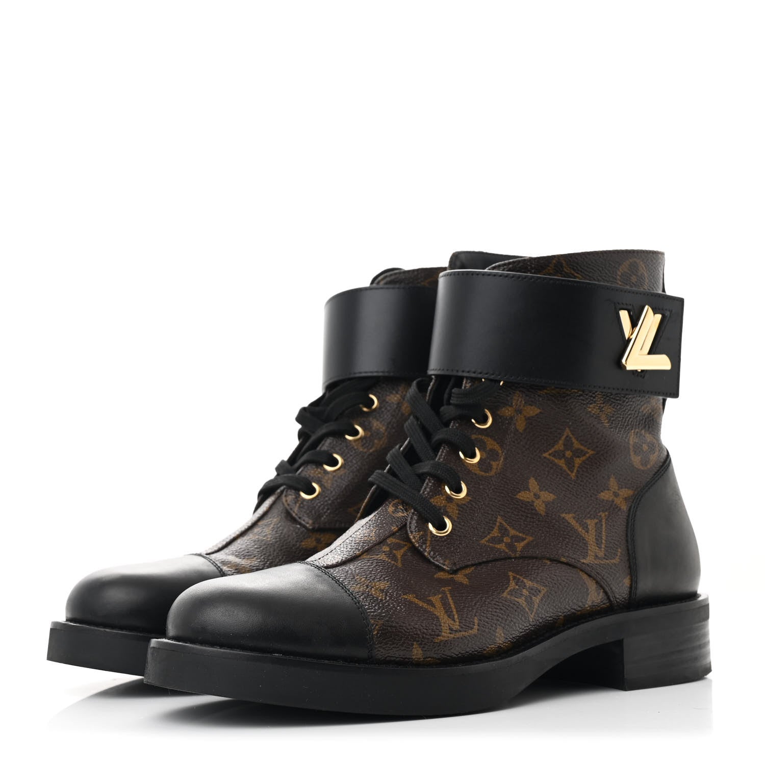Louis Vuitton Calfskin Monogram Wonderland Flat Ranger Boots 39 Black 4 of 11