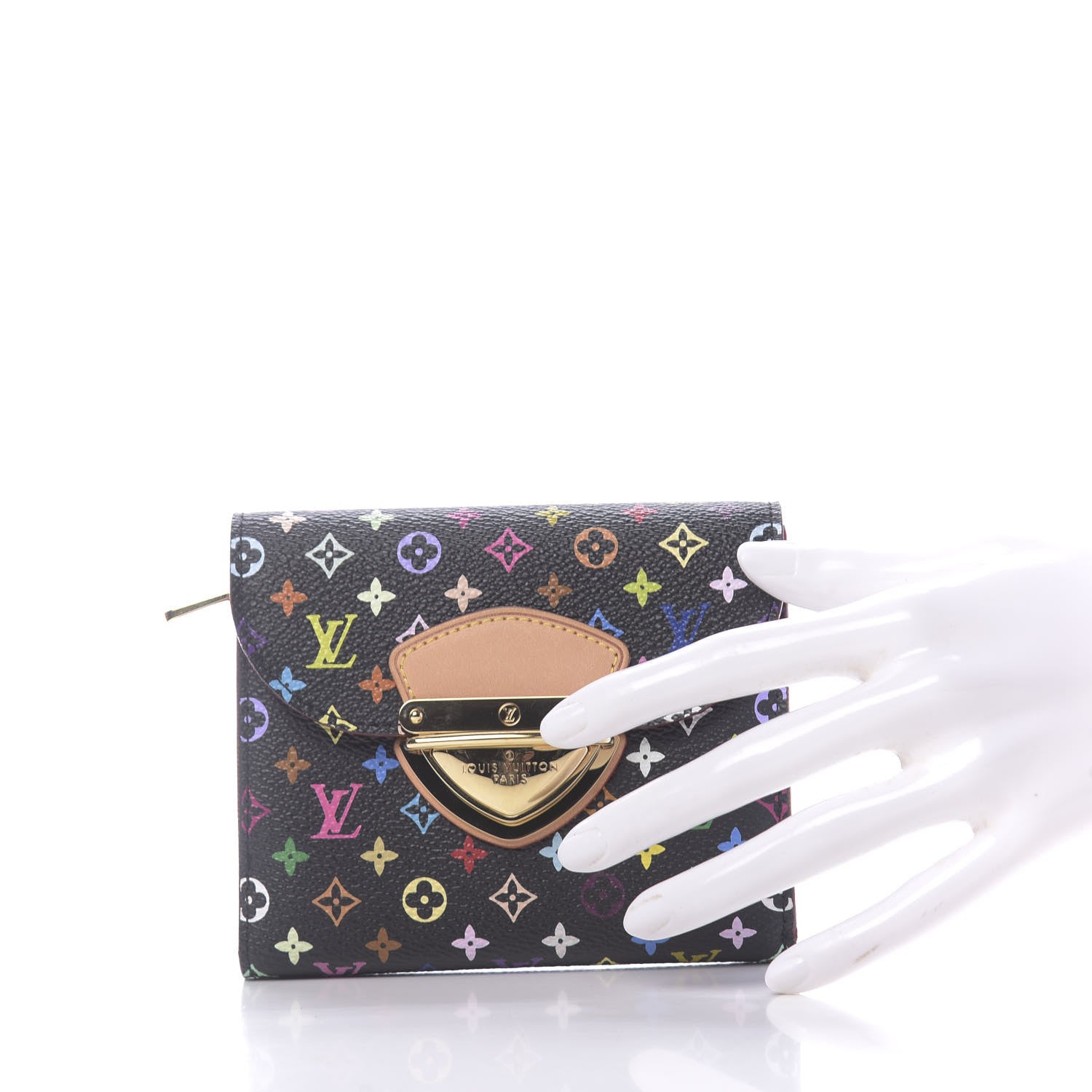 Louis Vuitton Monogram Multicolor Joey Wallet Black Grenade 2 of 10