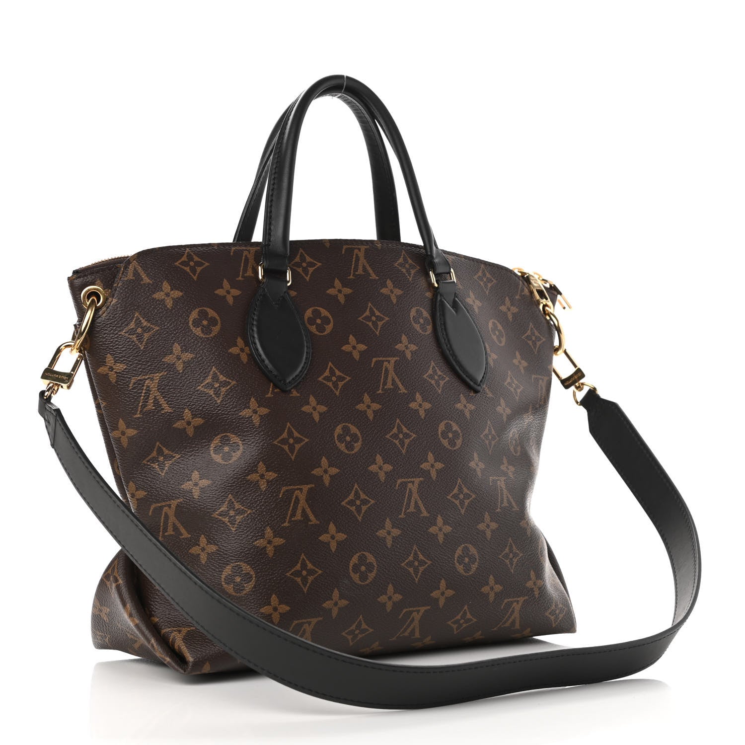 Louis Vuitton Monogram Flower Zipped Tote MM Black 3 of 10