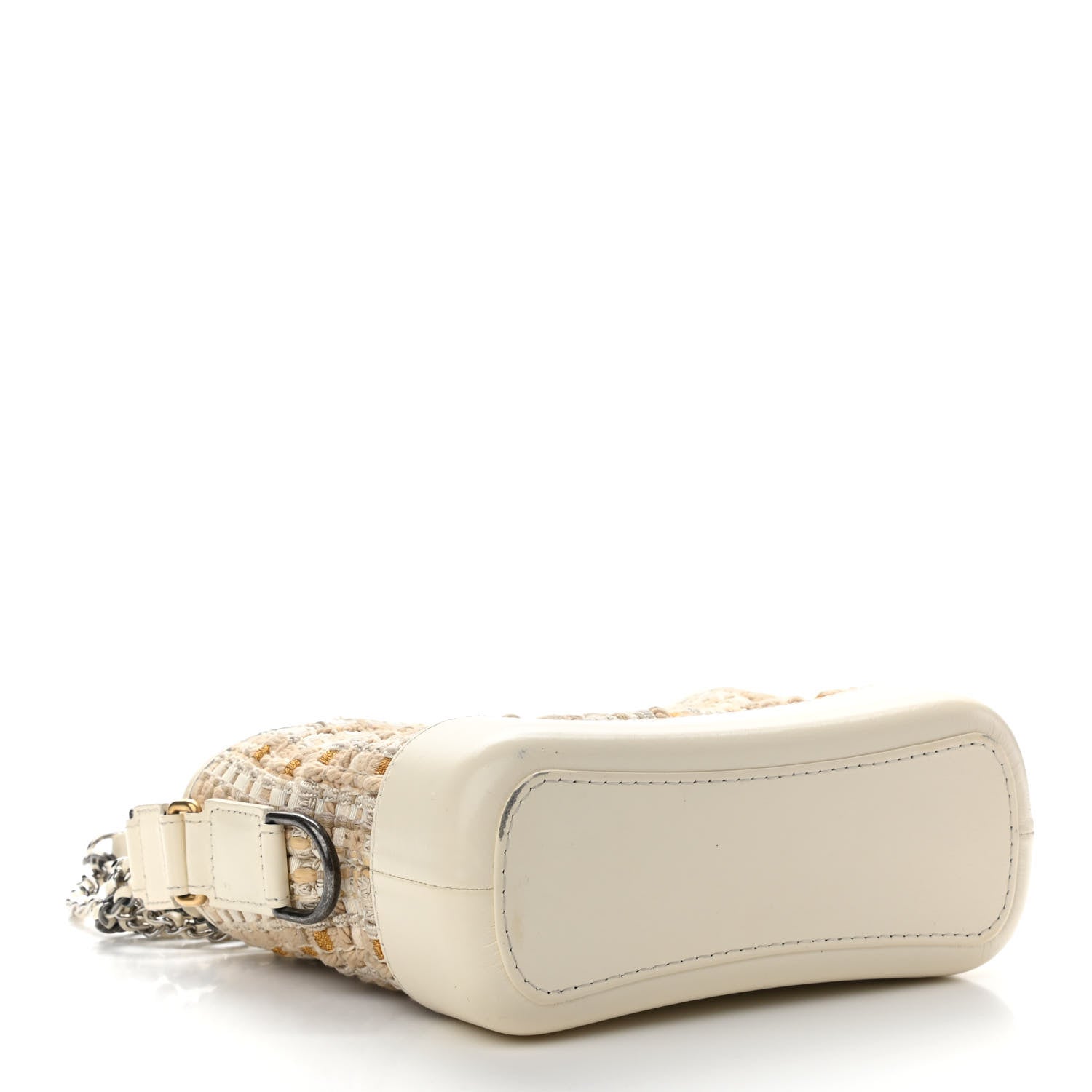 Chanel Woven Nylon Calfskin Quilted Small Gabrielle Hobo Beige Ivory 4 of 10