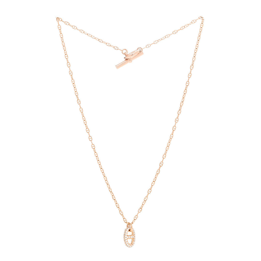 18K Rose Gold Diamond PM New Farandole Pendant Necklace ST