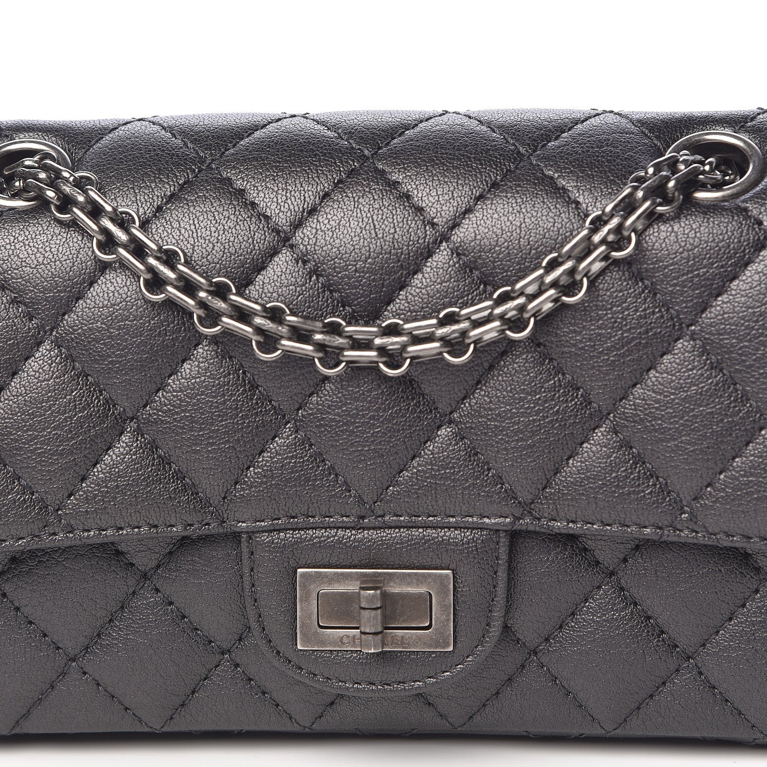 Chanel Metallic Sheepskin Quilted 2.55 Reissue Mini Flap Dark Silver 10 of 11