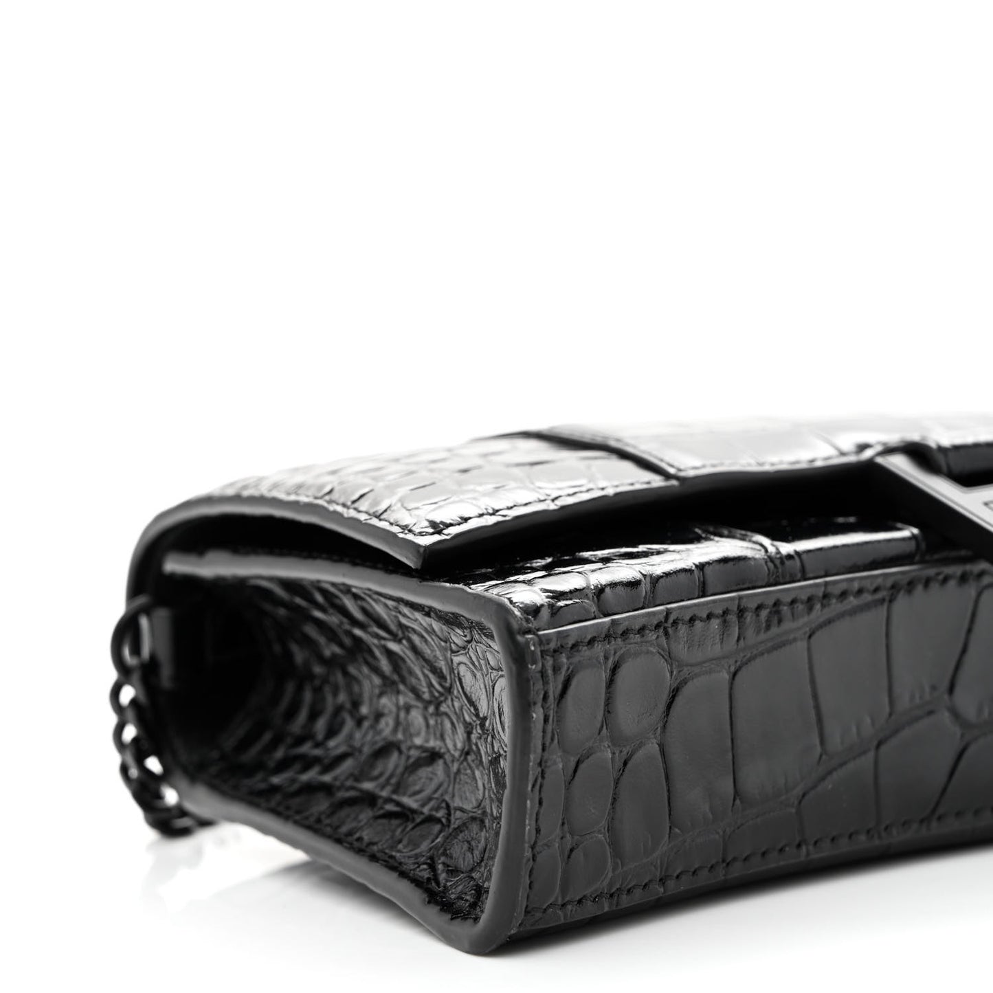 Shiny Calfskin Monochrome Crocodile Embossed Hourglass Chain Bag 1000