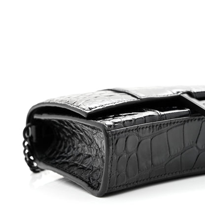 Balenciaga Shiny Calfskin Monochrome Crocodile Embossed Hourglass Chain Bag 1000 8 of 9