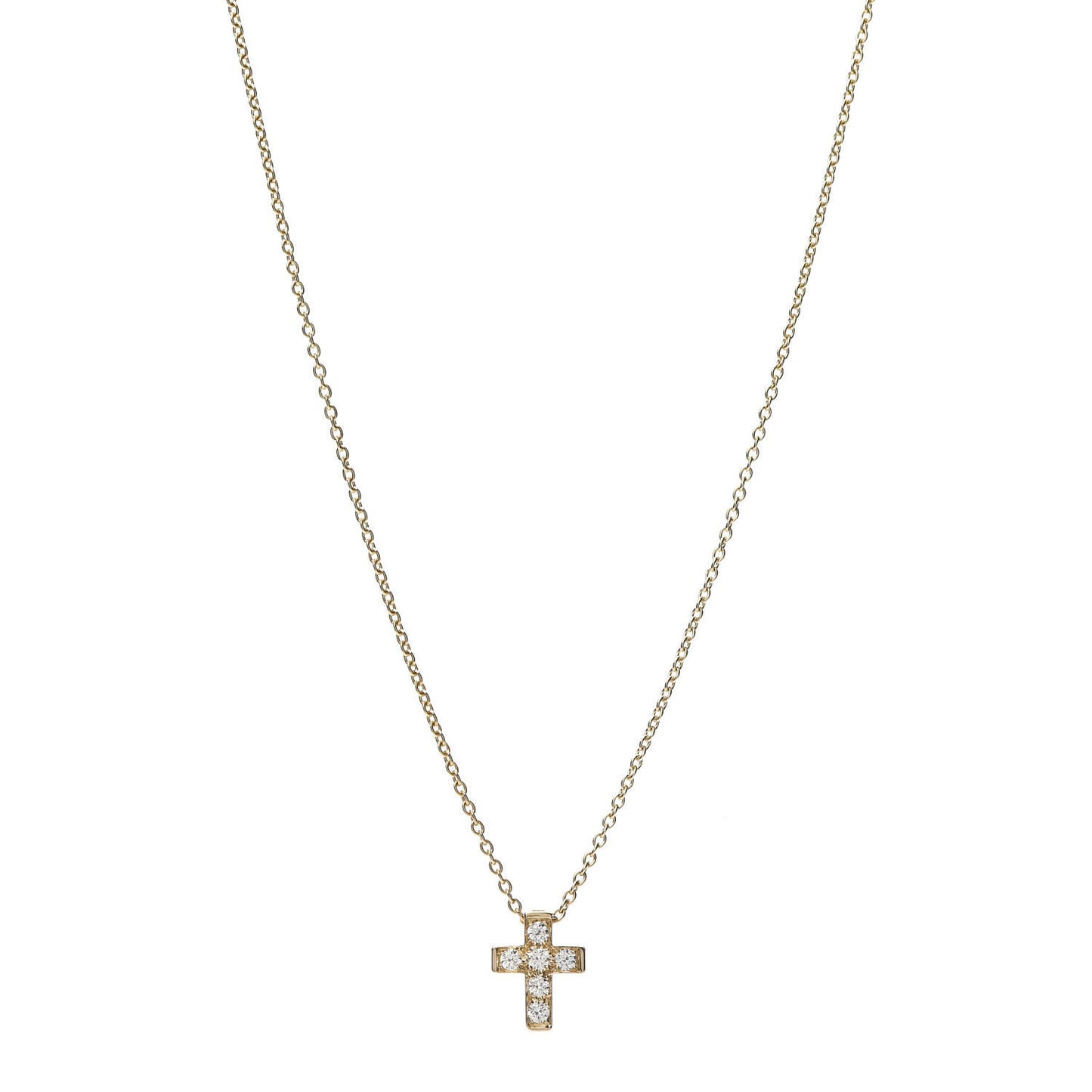 18K Yellow Gold Diamond Cross Pendant Necklace