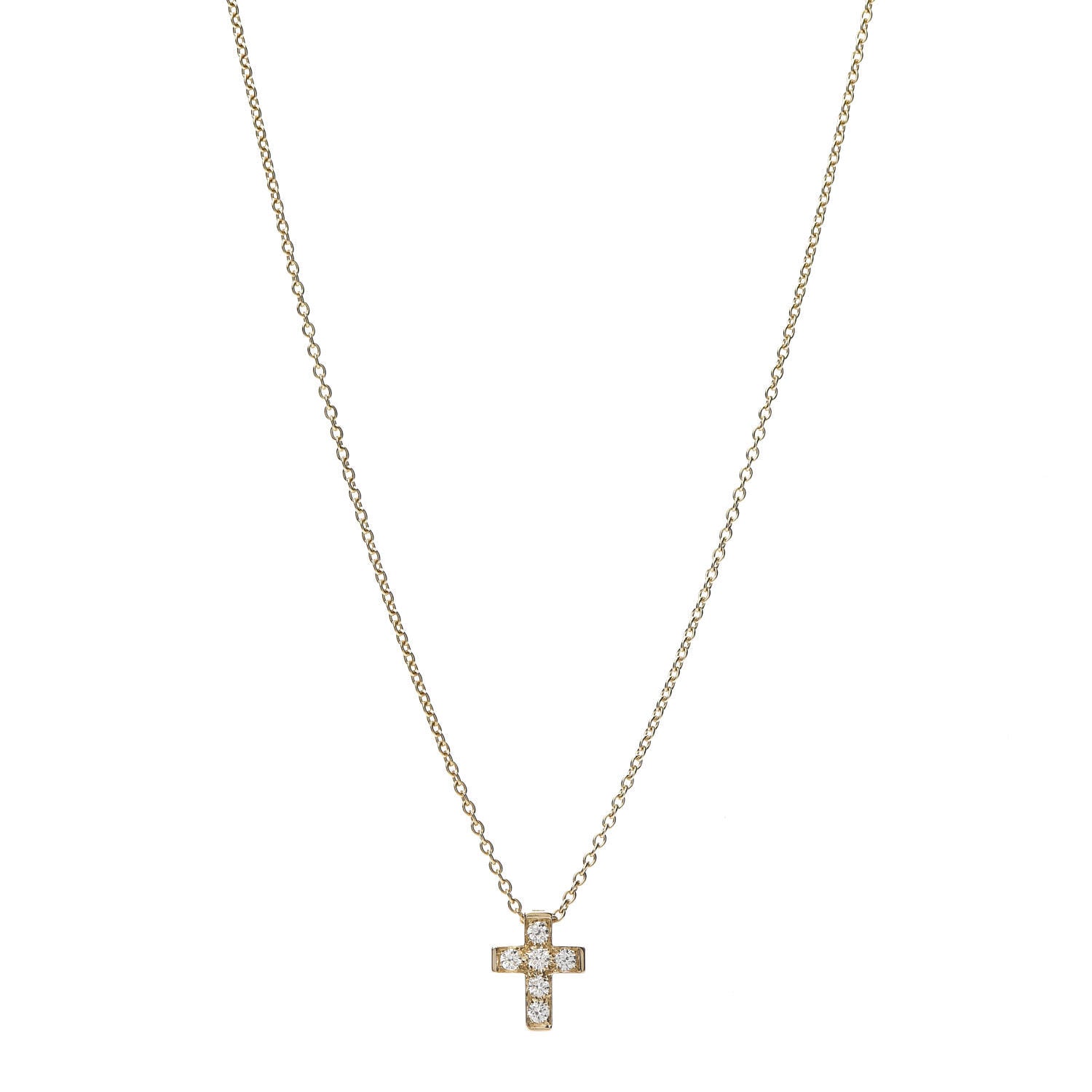 Van Cleef & Arpels 18K Yellow Gold Diamond Cross Pendant Necklace 1 of 5