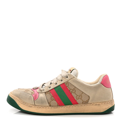 Gucci GG Monogram Nubuck Web Womens Screener Sneakers 38 New Sand Dusty Milk Pink 1 of 10
