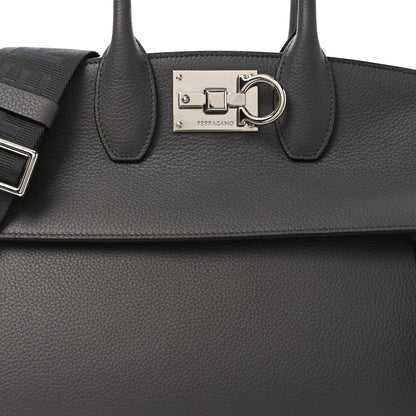 Salvatore Ferragamo Calfskin Medium Studio Soft Bag Grey 8 of 10