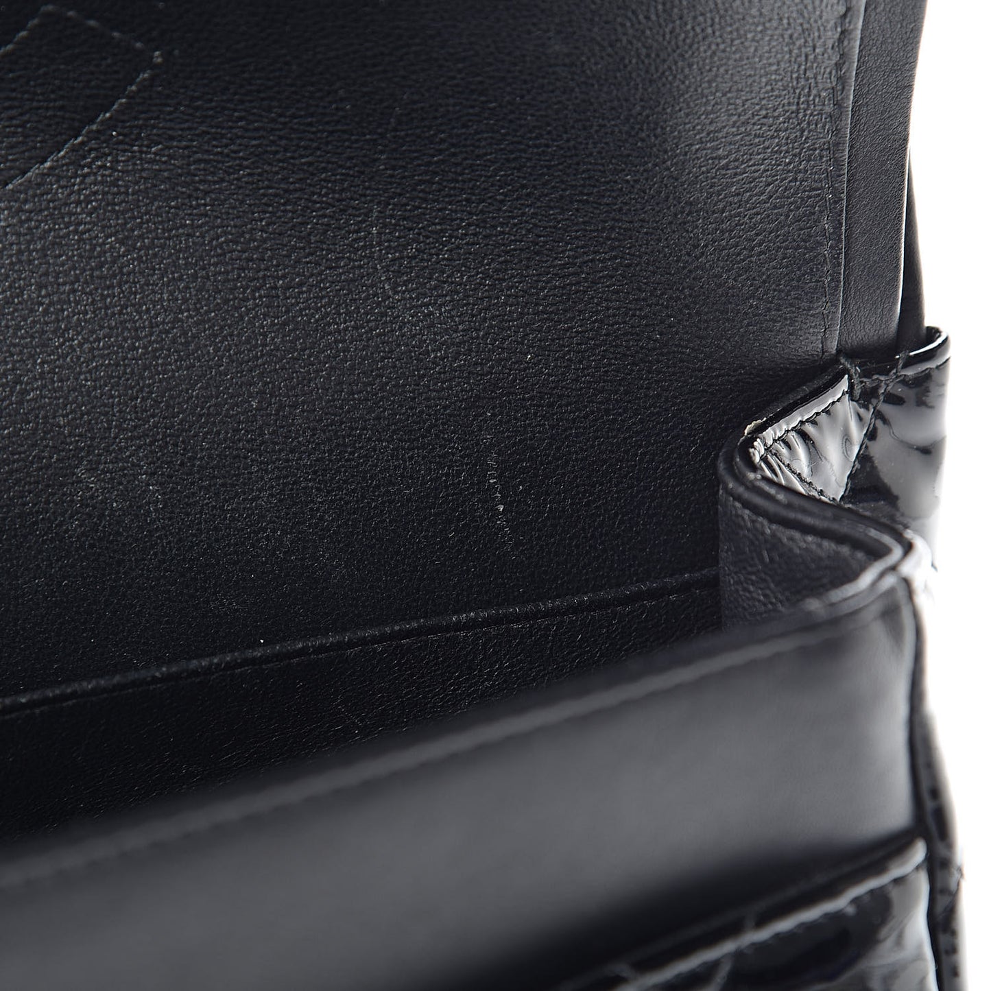 Patent Quilted Jumbo Double Flap Black