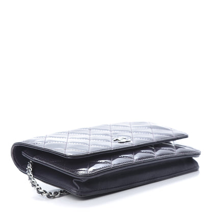 Chanel Patent Quilted Wallet On Chain WOC Dark Purple 4 of 12