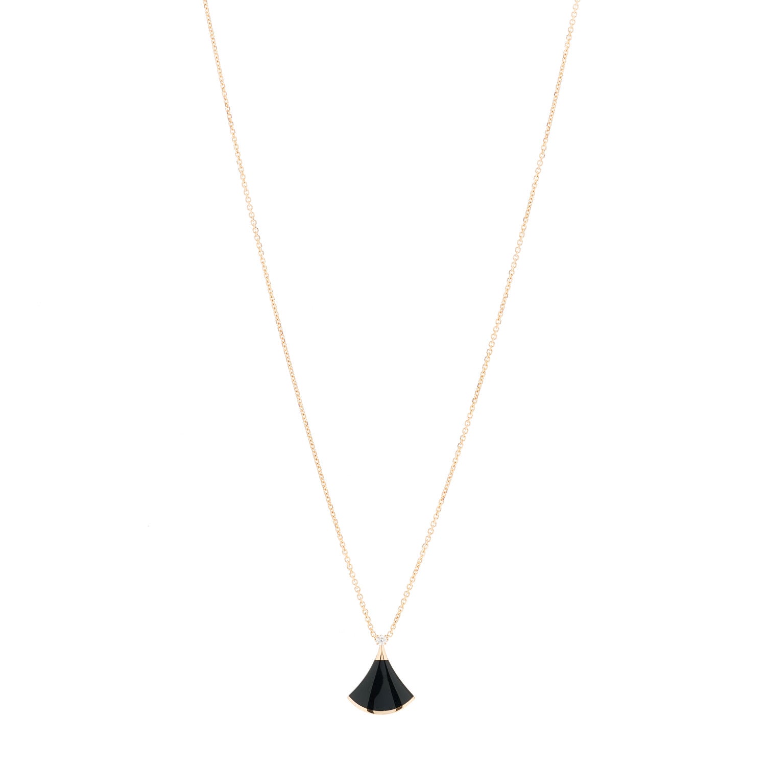 Bulgari 18K Rose Gold Diamond Black Onyx Divas' Dream Pendant Necklace 1 of 9