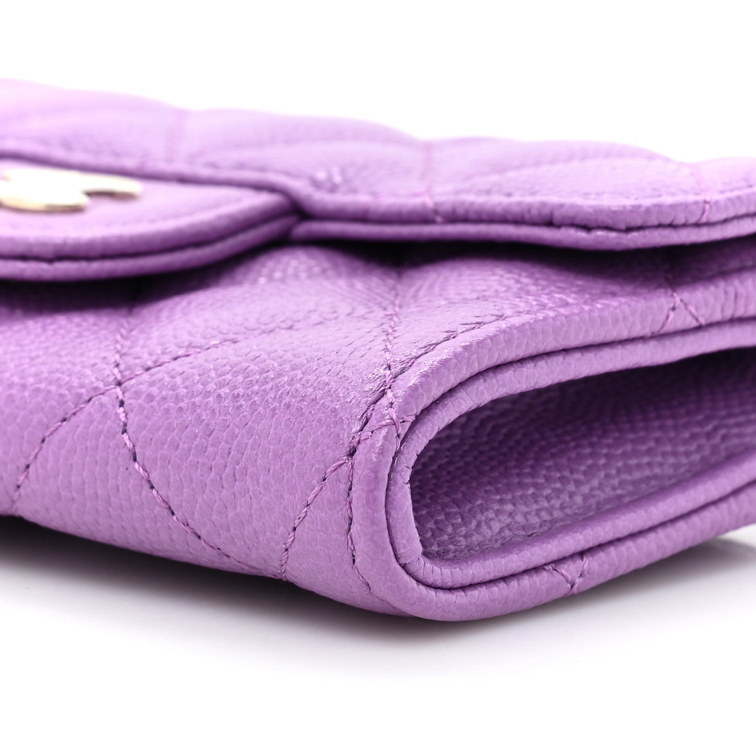 Chanel Caviar Quilted Flap Card Holder Wallet Purple 9 of 11