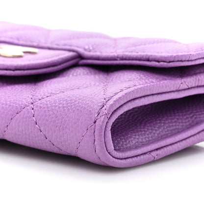 Chanel Caviar Quilted Flap Card Holder Wallet Purple 9 of 11