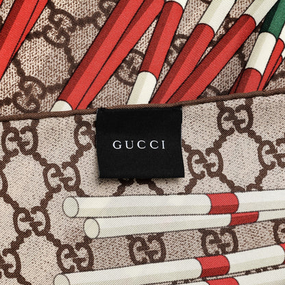 Gucci Silk Monogram Square Scarf Brown 4 of 5