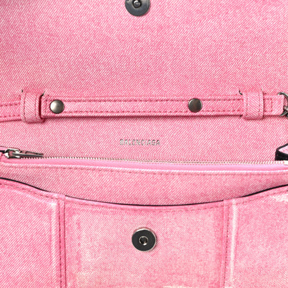 Balenciaga Nappa Denim Printed Hourglass Chain Bag Denim Pink 6 of 14