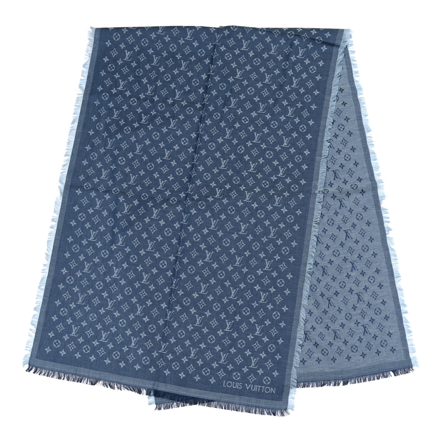 Cotton Monogram Essential Stole Blue