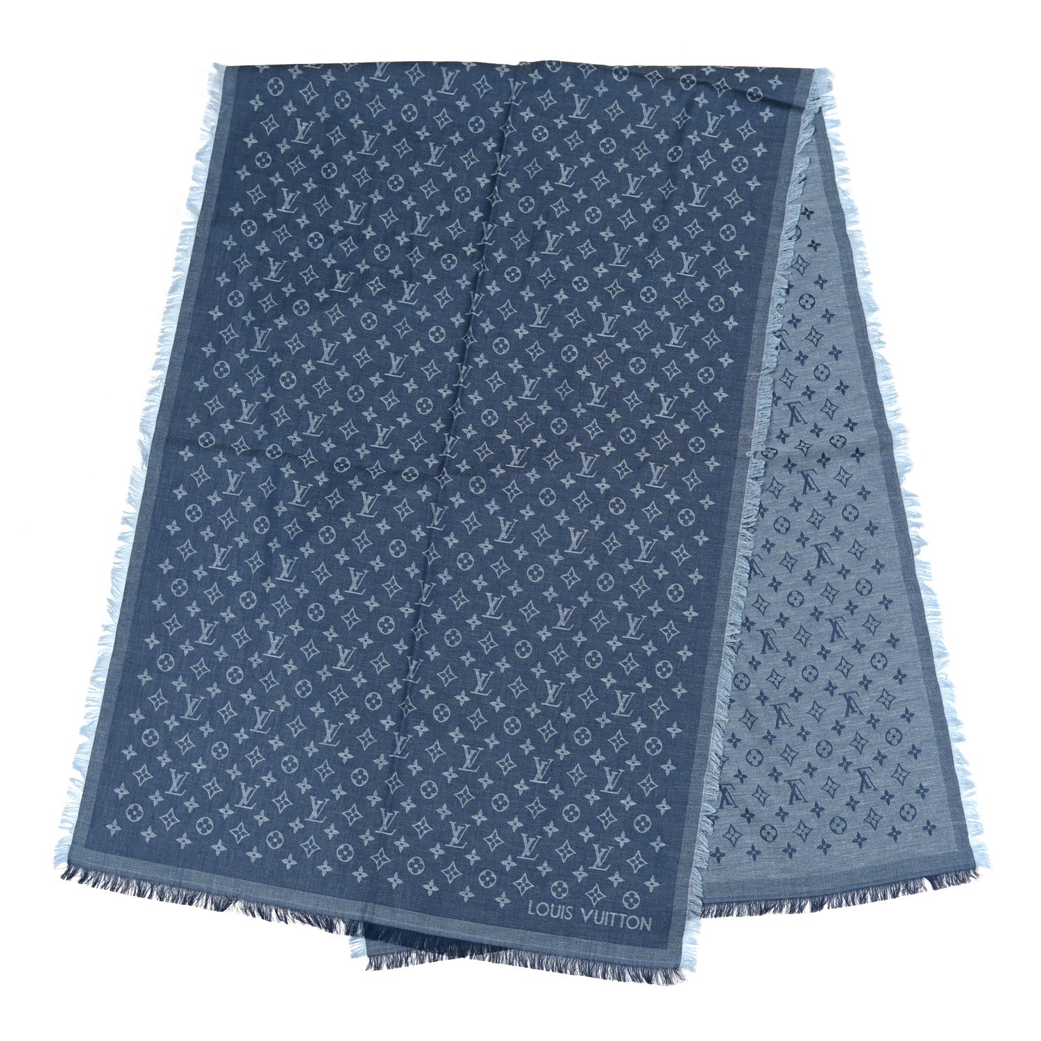 Louis Vuitton Cotton Monogram Essential Stole Blue 2 of 4