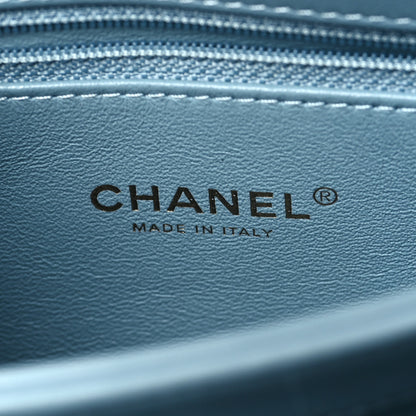 Chanel Lambskin Chevron Quilted Small Trendy CC Dual Handle Flap Bag Blue 6 of 11