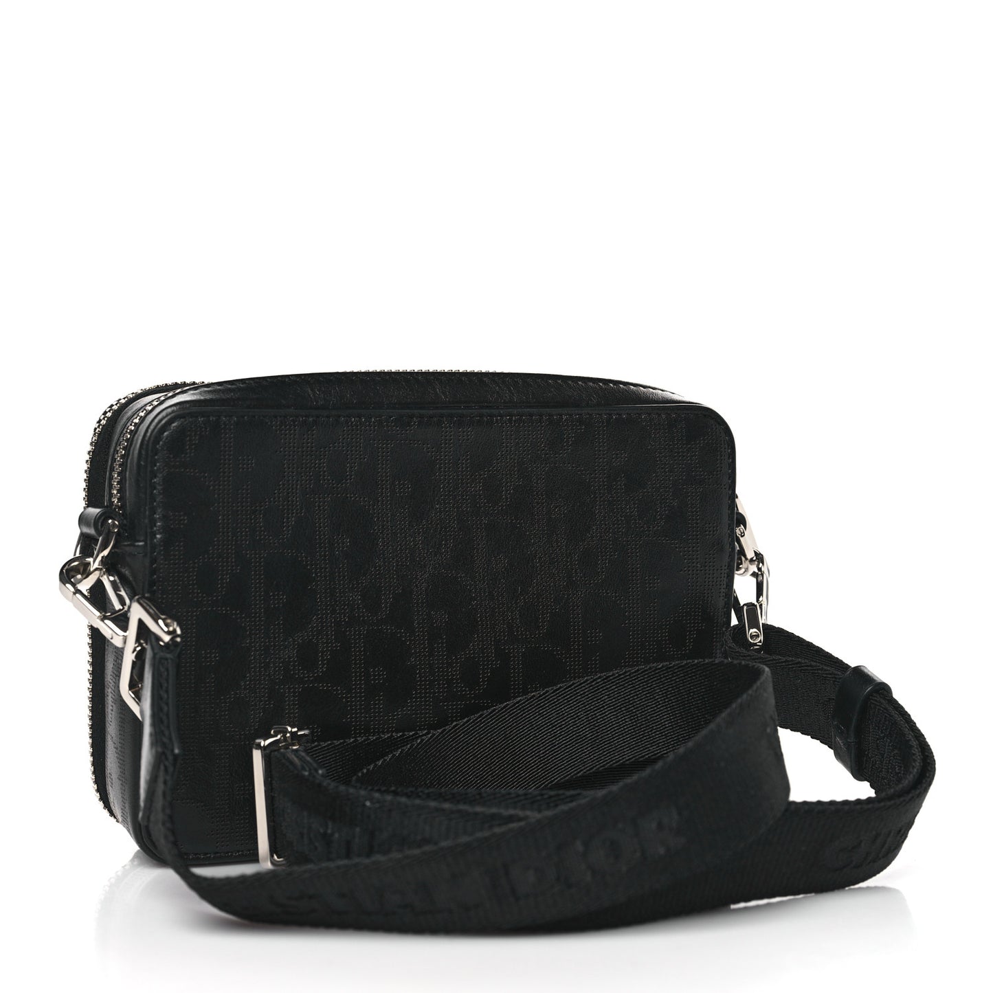 Calfskin Oblique Galaxy Perforated Messenger Black Multicolor