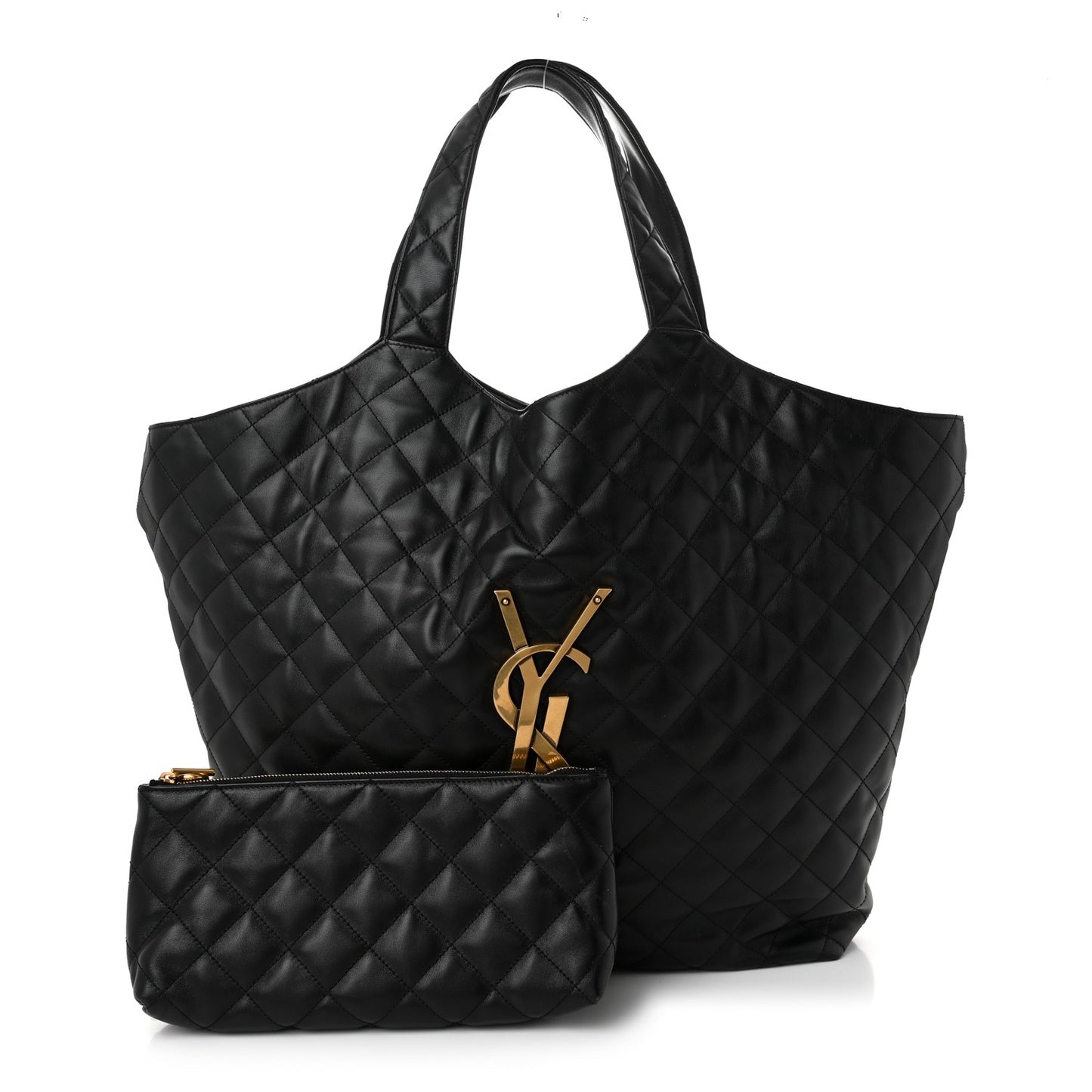 Lambskin Quilted Maxi Icare Shopping Tote Black