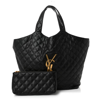 Saint Laurent Lambskin Quilted Maxi Icare Shopping Tote Black 3 of 11