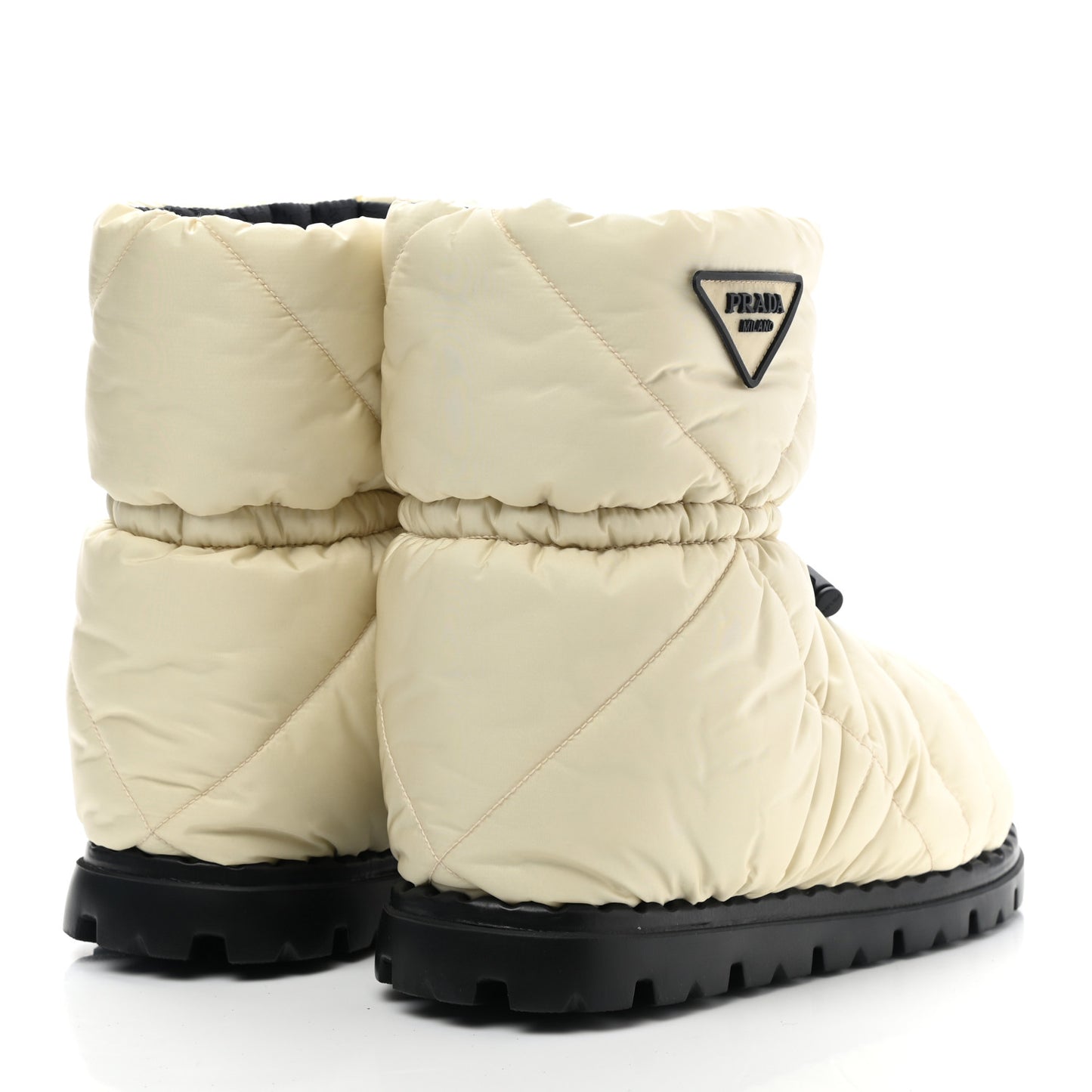 Re-Nylon Piuma Triangle Logo Padded Drawcord 20mm Snow Boots 37 Avorio