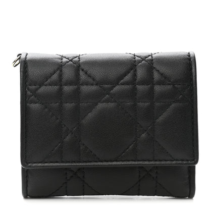 Christian Dior Lambskin Cannage Lady Dior Lotus Wallet Black 1 of 8