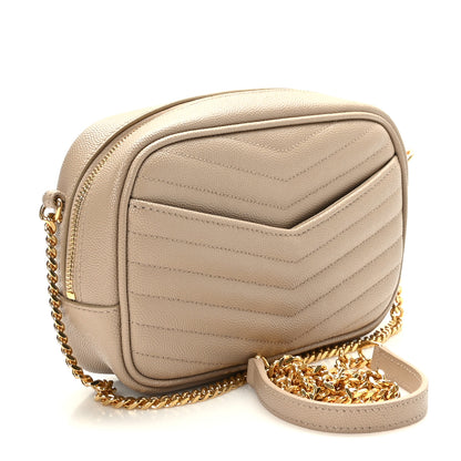 Saint Laurent Grain De Poudre Matelasse Monogram Mini Lou Camera Bag Dark Beige 3 of 10