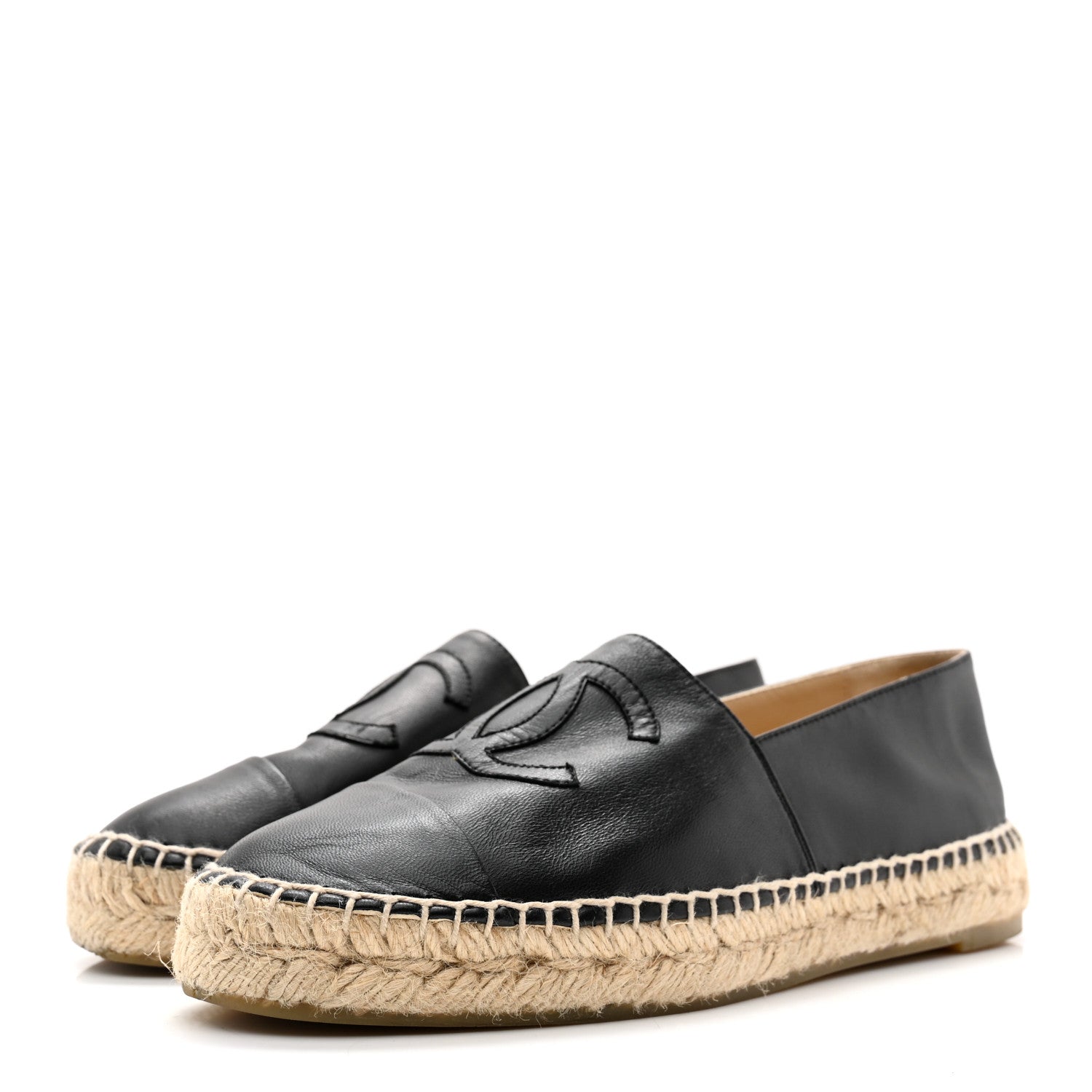 Chanel Lambskin CC Espadrilles 37 Black 3 of 12