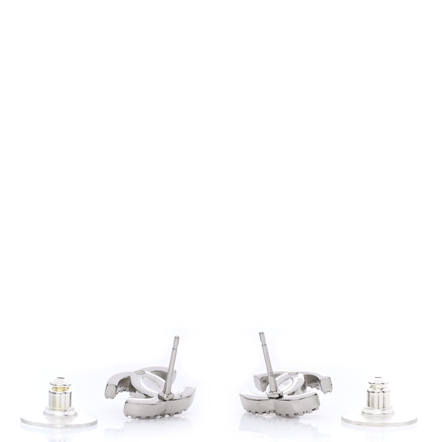 Crystal CC Turnlock Earrings Silver