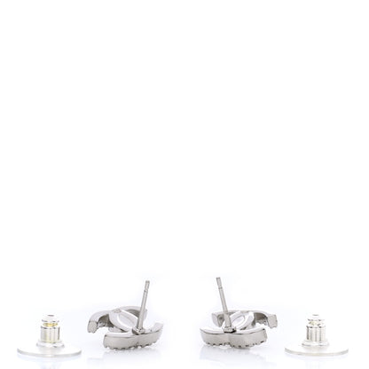 Chanel Crystal CC Turnlock Earrings Silver 3 of 5