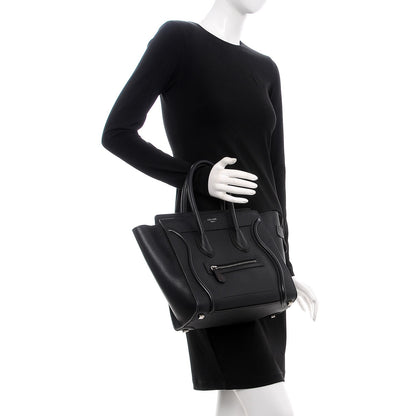 Celine Drummed Calfskin Micro Luggage Black 2 of 9