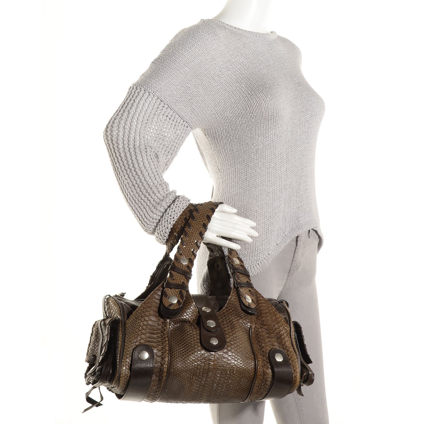 Python Silverado Shoulder Bag Dark Brown