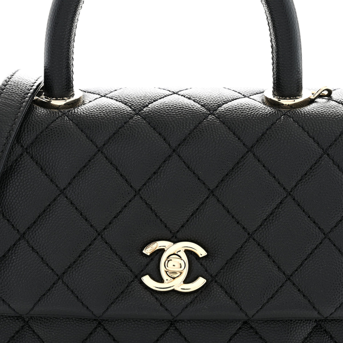 Caviar Quilted Mini Coco Handle Flap Black