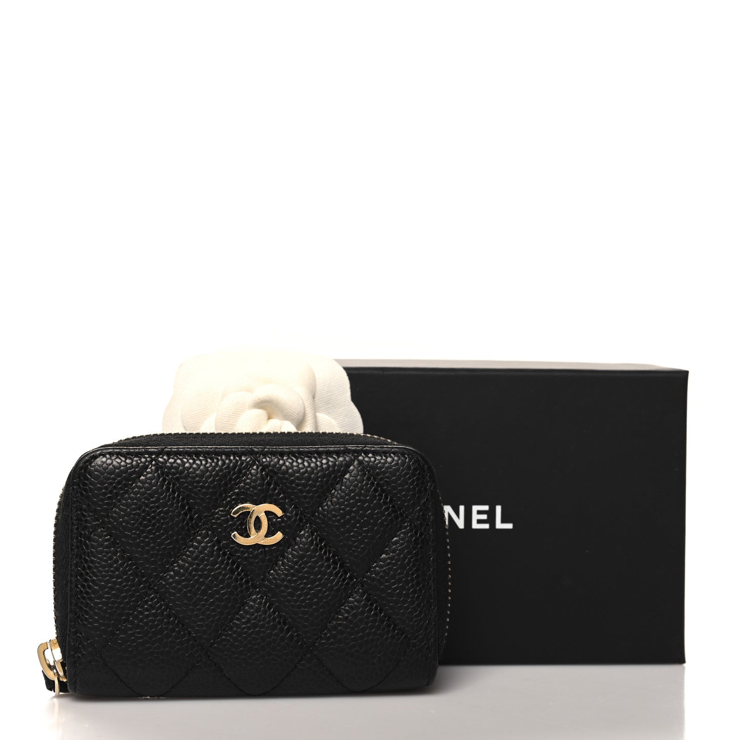 Caviar Quilted Zip Coin Purse Black