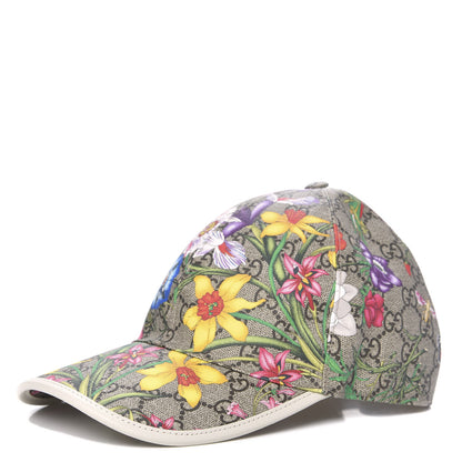 Gucci GG Supreme Flora Claudia Baseball Hat 56 S White 1 of 6