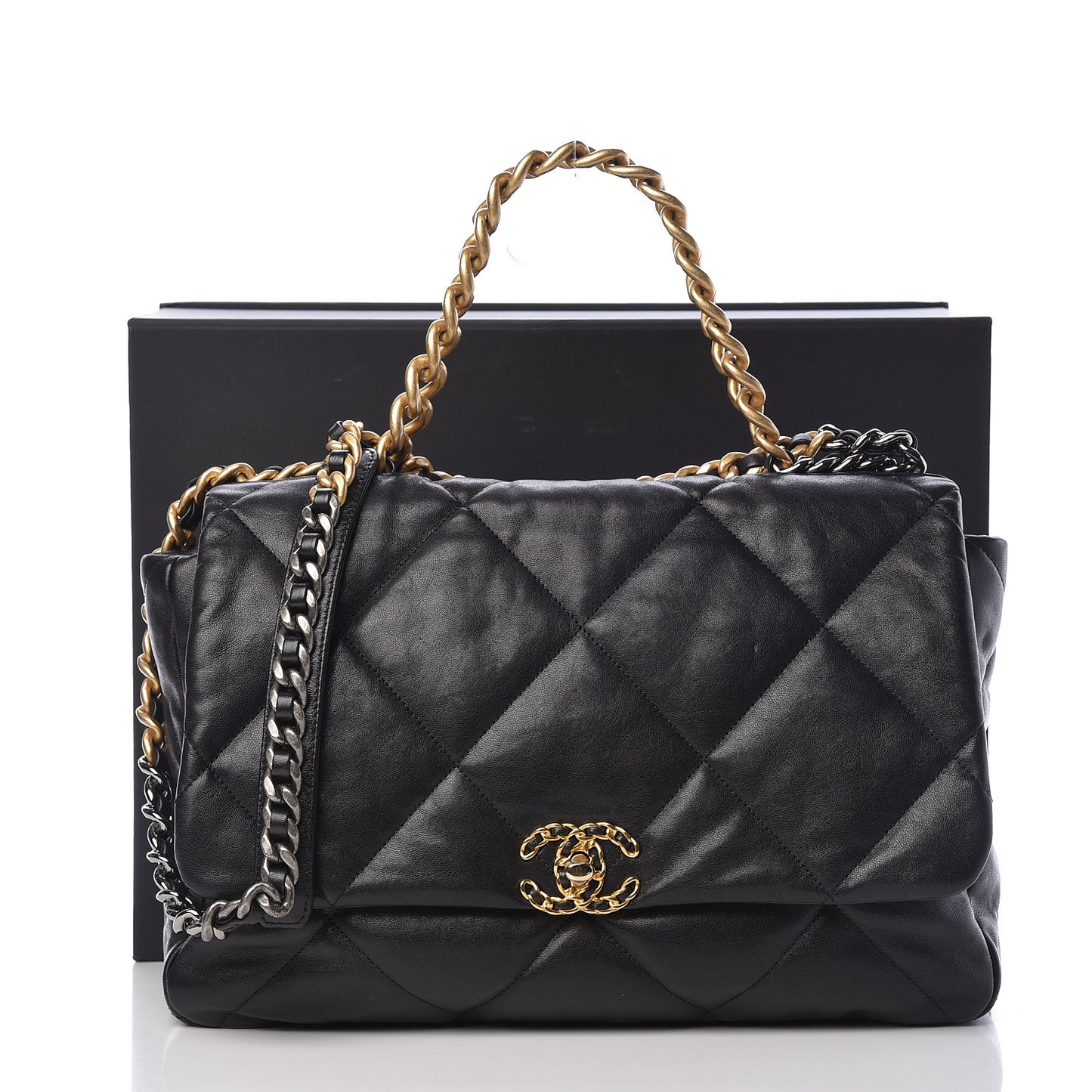 Goatskin Quilted Maxi 19 Flap Black