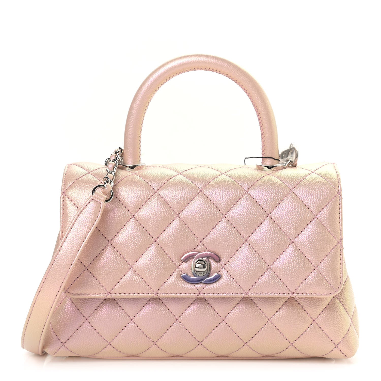 Chanel Iridescent Caviar Quilted Mini Coco Handle Flap Pink 1 of 9
